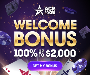 ACR Poker welcome bonus — 100% up to $2,000